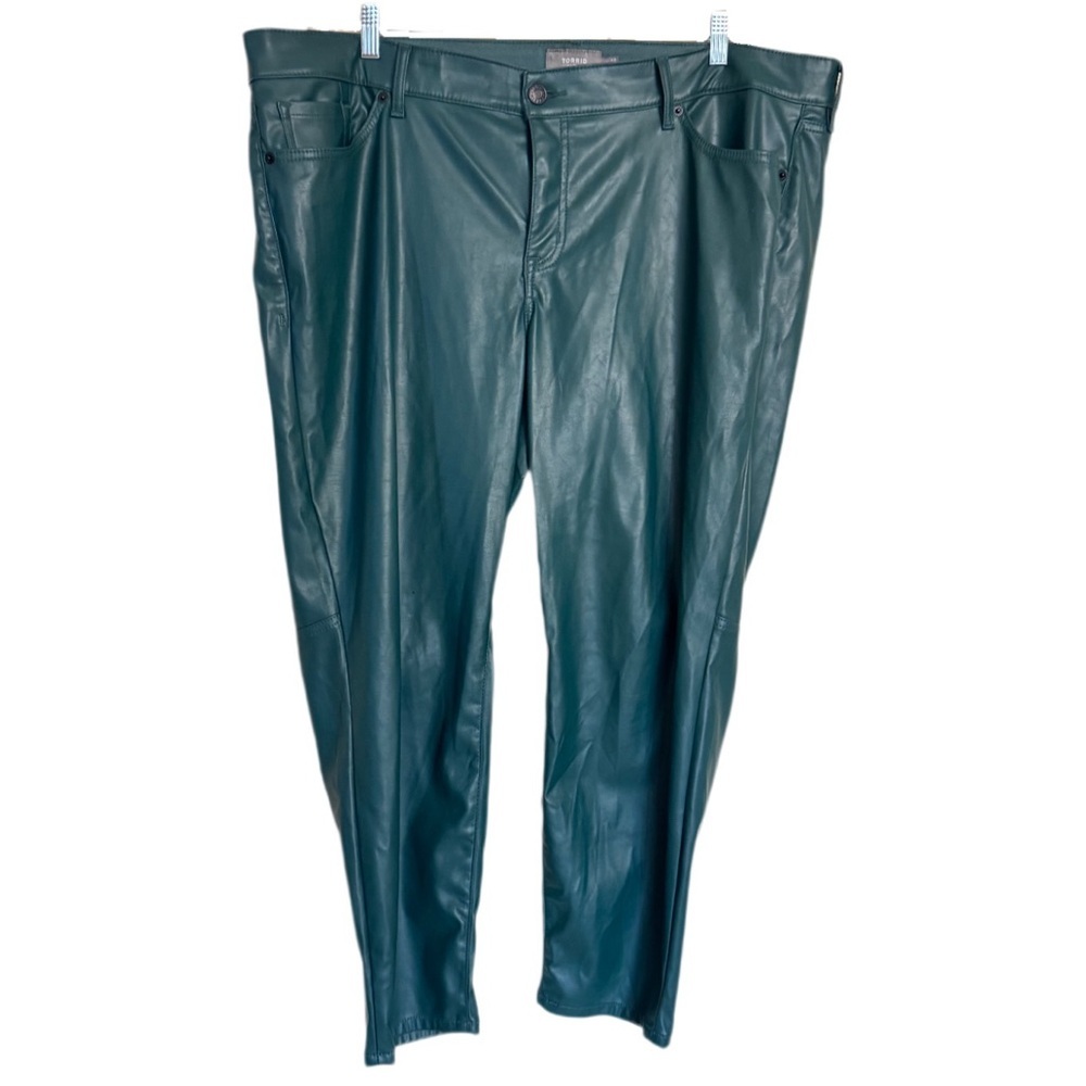 Torrid Feel The Fit Size 22R Green FAUX LEATHER Pants Pleather 5 Pocket Motto
